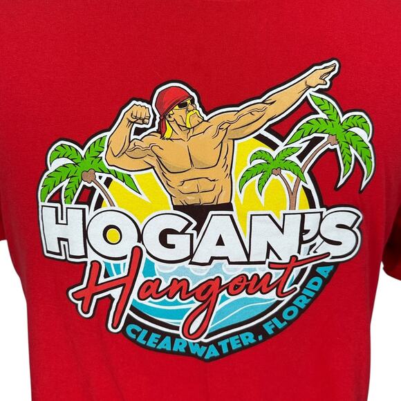 Hulk Hogan Bar Hogan’s Hangout T-Shirt Mens Medium Red Graphic Crew Short Sleeve - Picture 2 of 7